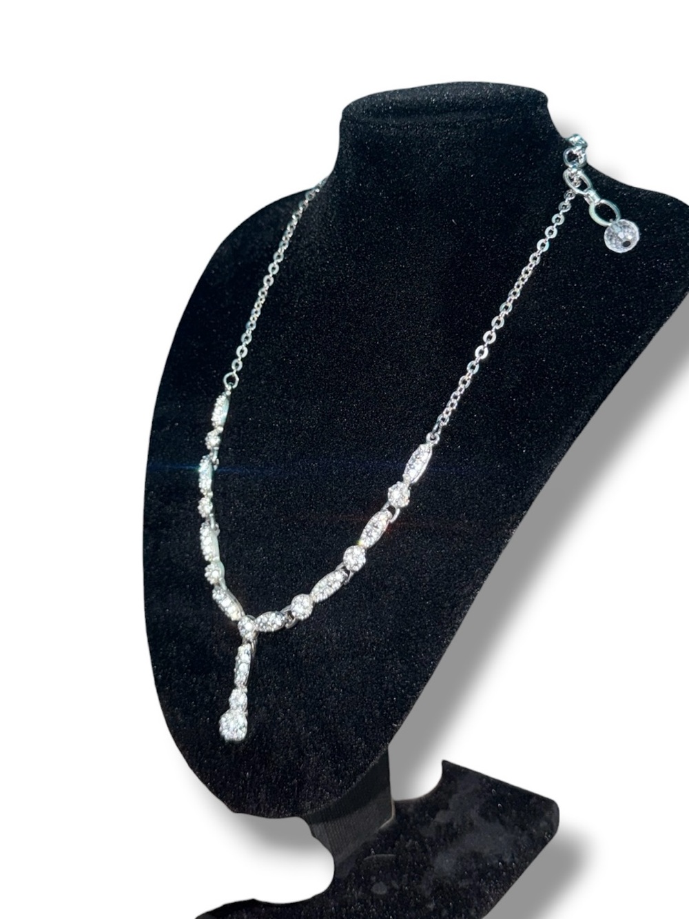 Swarovski Emma Y Necklace Crystal Drop Pendant Silver Tone Signed Swan EUC - Picture 2 of 6